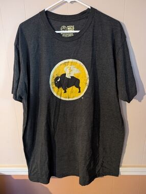 Buffalo Wild Wings Logo T-Shirt in Charcoal with Yellow Graphic Men's Size 2XL